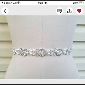 Crystal, pearl and blush bridal sash